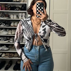 Princess Polly Mesh Crop Long Sleeve